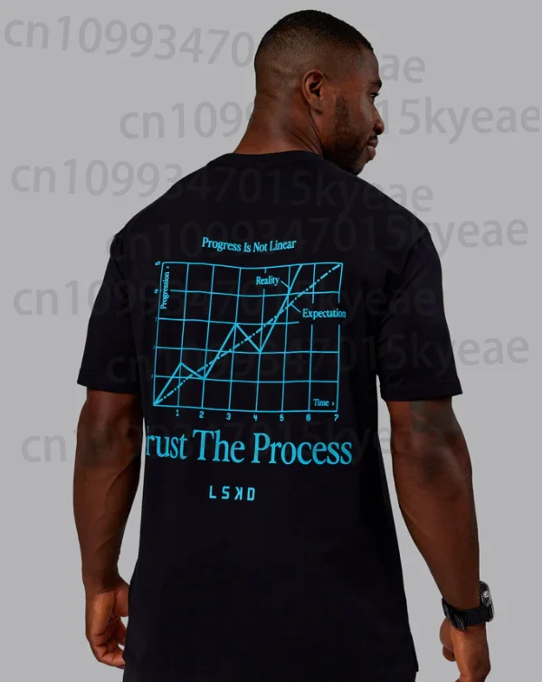 

LSD New Fashion Single Item High Quality Letter Print Men's and Women's Short-sleeved Top Sports Fitness Loose Casual T-shirt