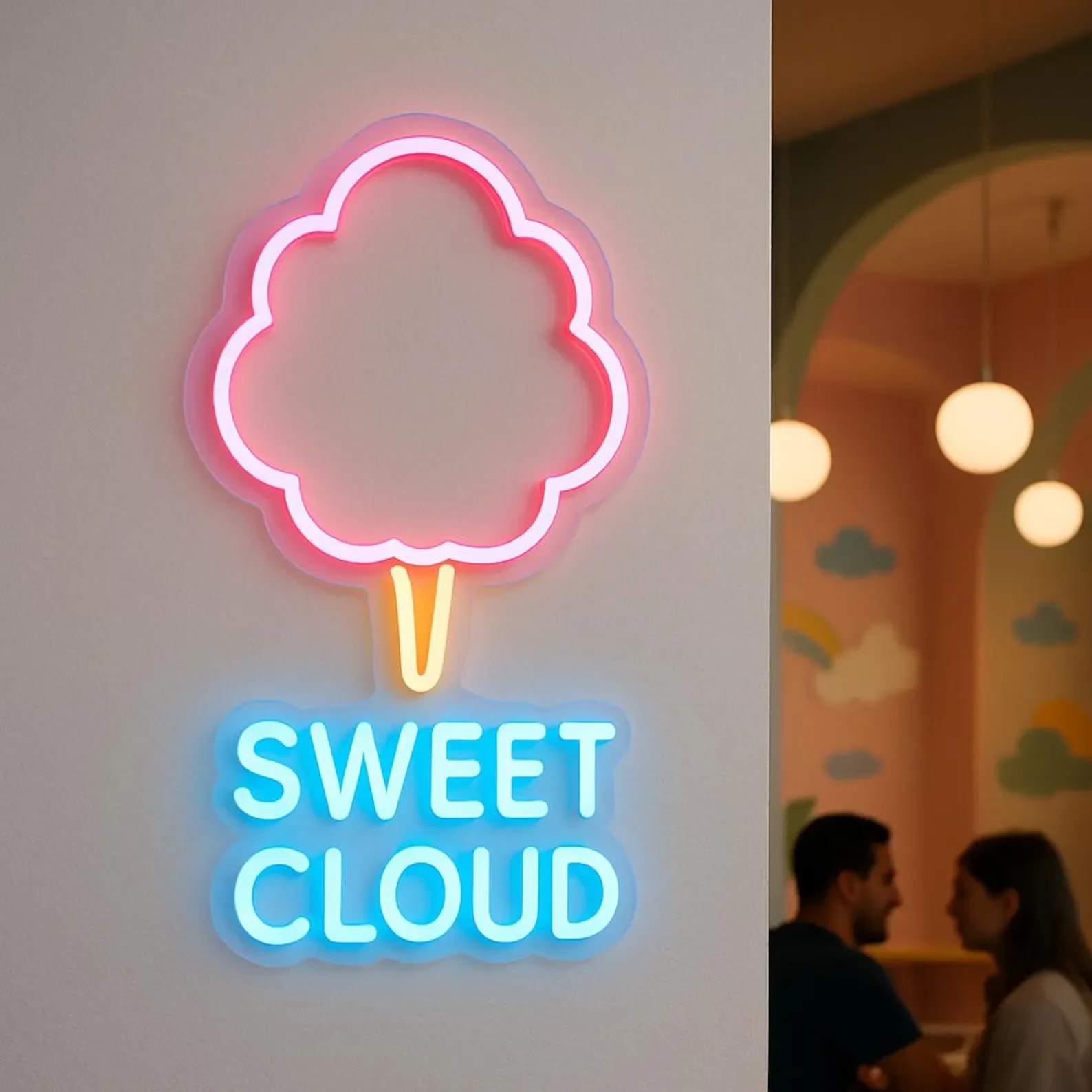 Cotton Candy Shop Neon Sign,Cotton Candy On A Stick Led Sign,Sweet Cloud Neon Decor,Candy Shop Welcome Sign,Business Owner Gifts