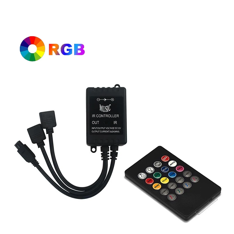 ​Music Sync Rgb Controller 12V 4 Pin Rgb LED Lights Controller Box Receiver Smart Remote 20key Led Controller RGB Color Changing