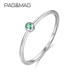 PAG&MAG Real Sterling Silver 925 Ring Rainbow Zirconia Thin Circle Wedding Promis Rings Silver 925 Bridal Engagement Jewelry