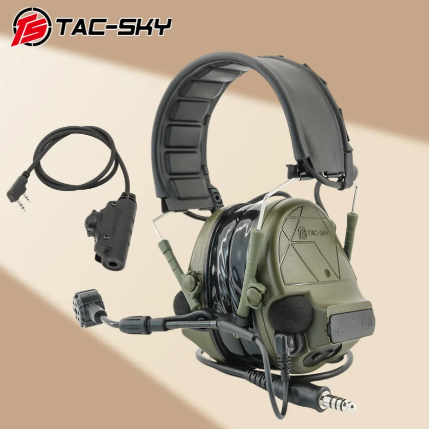 TAC-SKY Digitale Chip DSP Tactische Headset TSC5 XPI Ruisonderdrukking Gehoorbescherming Moffen Airsoft Schieten Jacht Hoofdtelefoon