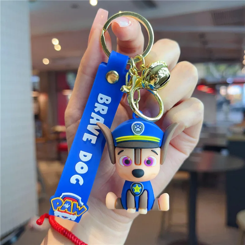 Paw Patrol Keychains Anime Marshall Skye Chase Rubble Keyring Paw Patrol Figure Bag Pendant Kid Birthday Gift