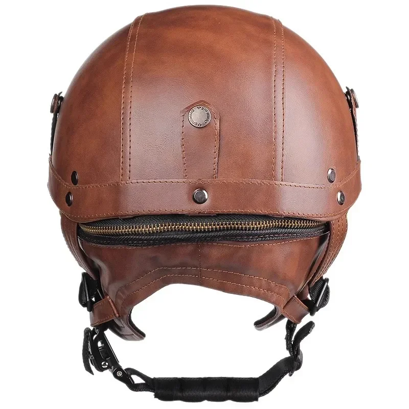 DOT Approved Vintage Half Face Motorcycle Helmet Motorbike Helmets Men Women Unisex Scooter Summer Helmet Black Brown
