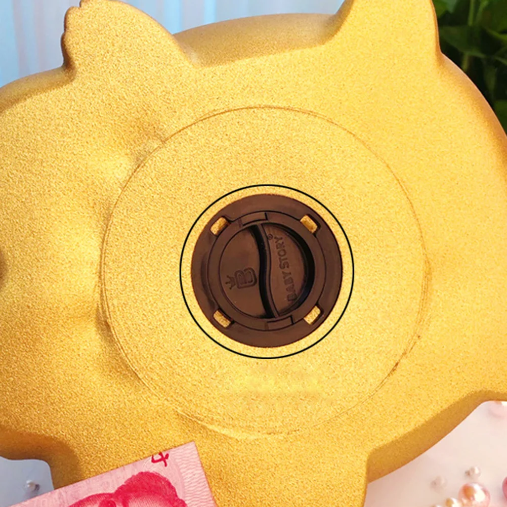 

Adorable Cartoon Piggy Bank Money Saving Bank Golden 4.32x4.32x4.13in Perfect for Kids Room Decor and Gift Saving Pot