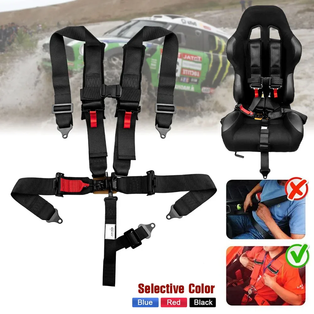 Racing Seat Belts 3Inch Universal Adjustable 5 Point Car Safety Harness With Sponge Shoulder Pads Latch Lock Kart Seat Belts