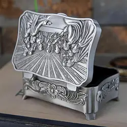 New Vintage Metal Jewelry Box Last Supper Jewelry Storage Eucharistic Box Earring Organizer Small Cat Earring Holder