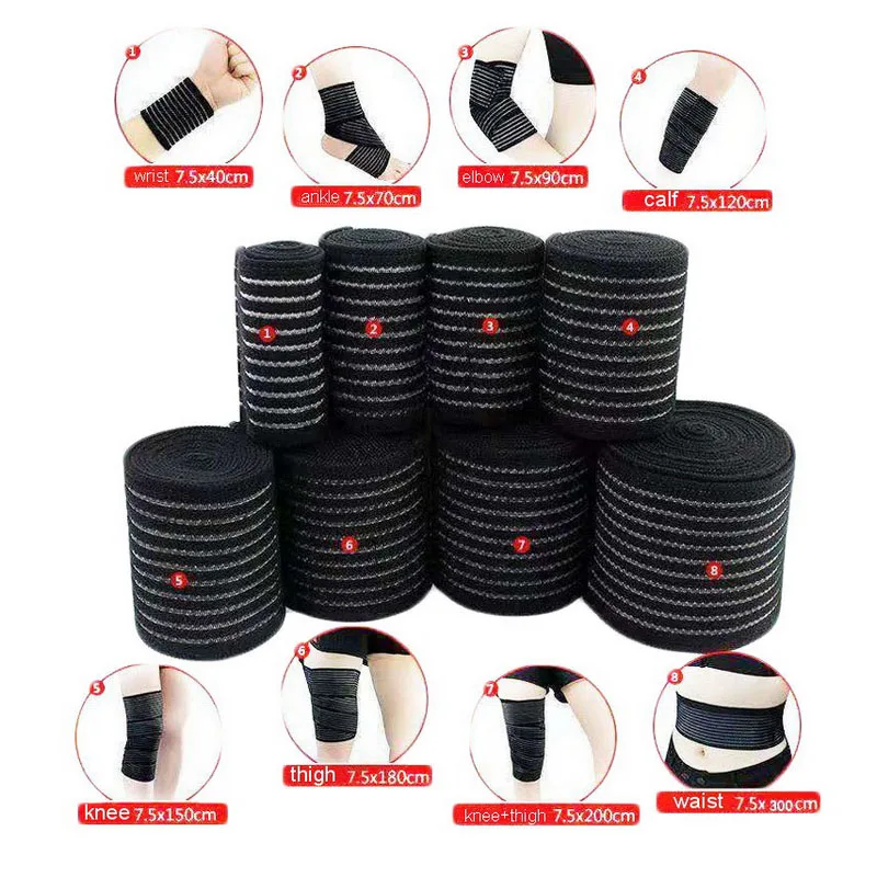 2Pcs Adjustable Elastic Bandage For Wrist Calf Elbow Leg Ankle Knee Compression Protection Waist Bandages Sport Tape Gym Safety