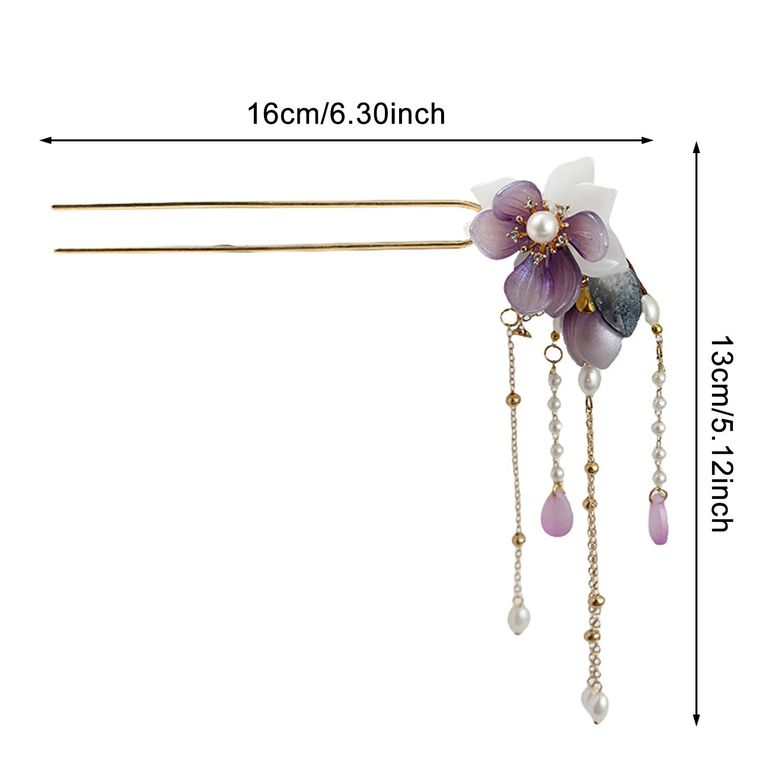 Alloy U Shaped Hair Pin With Orchid Flower Decor Smooth Hand Polished Updo Stick For Hanfu Qipao Wedding Festival Women view 6