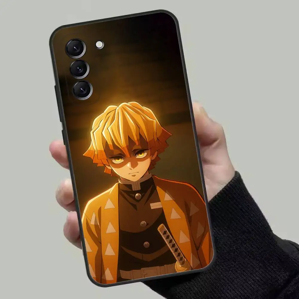 Agatsuma Zenitsu Anime coque de téléphone pour Samsung Galaxy A73, 72,51,53,52,71,22,5G, Note, J7,8,9 couverture noire souple