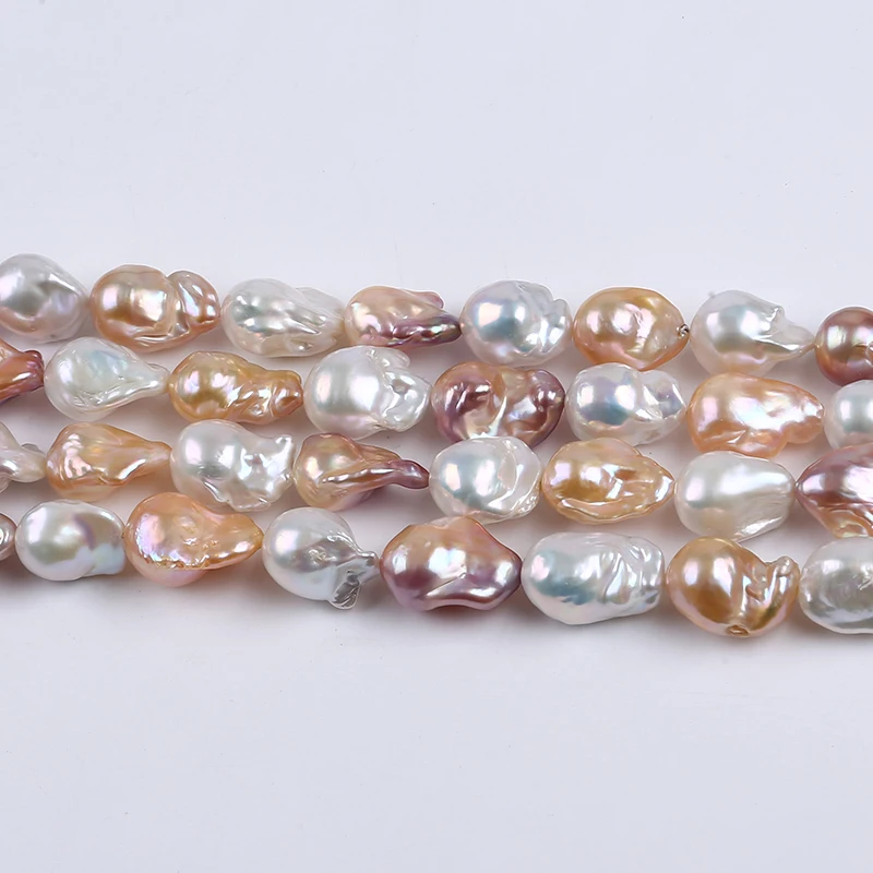 15-20mm Wholesale AA Pink Black Natural Real Loose Freshwater Baroque Pearl Beads Strand