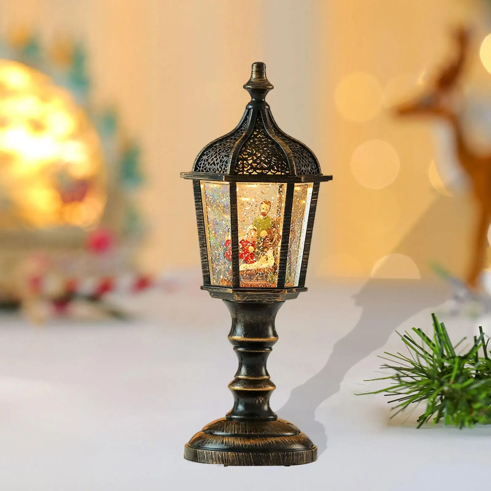كرة ثلج عيد الميلاد مع موسيقى مائية لامعة ديكور للحفلات المنزلية