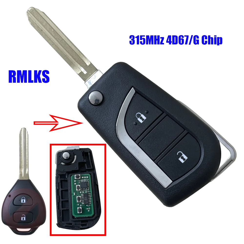 

Internal Assembly of Remote Car Key Fob for Toyota Camry Corolla Prado RAV4 Vios Hilux Yaris 315MHz G/4D67 Chip Transmitter Core