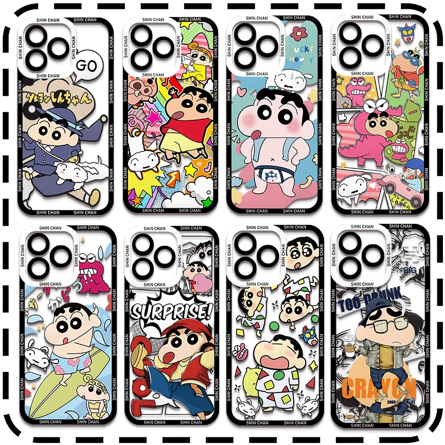 Funny Cute Crayons Shinchans Phone Case For Samsung S25 S24 S23 S22 S21 S20 FE Note20 Note10 Plus Ultra Lite 5G Clear TPU Cover