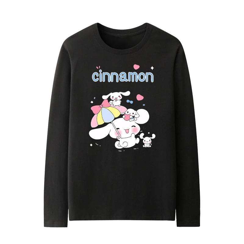 Cartoon Yugui Dog Cotton T-Shirt Autumn Crew Neck Long Sleeve Loose Simple Women's Top New Sanrio Hello Kitty Women's T-Shirt