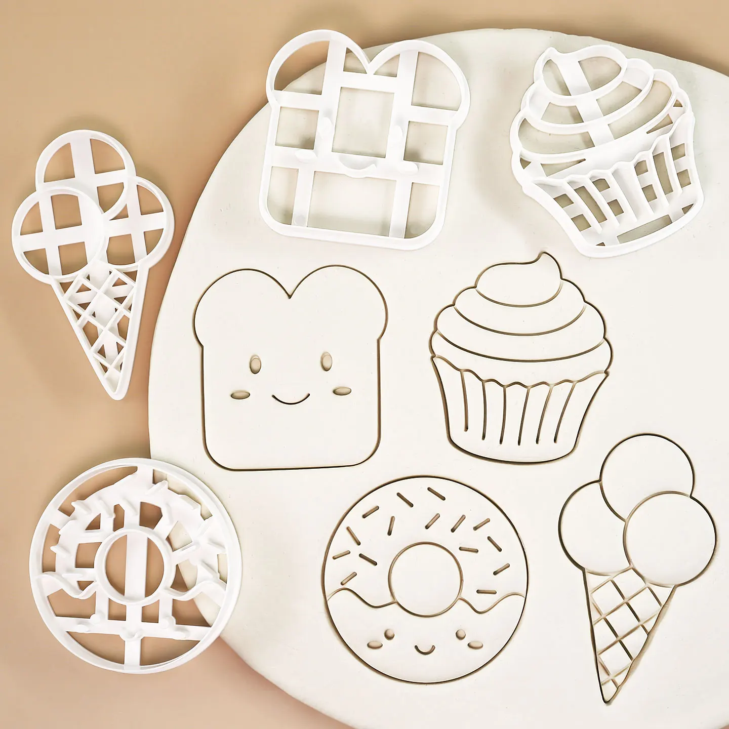 4 Stück Donut-Eis-Toast-Brot-Cupcake-Designs, Ausstechformen für Geburtstag, Hochzeit, Ostern, Erntedankfest, Weihnachten