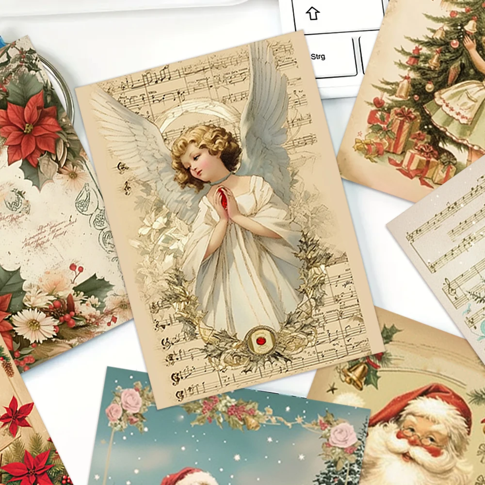48-teiliges Retro-Weihnachts-Postkarten-Set - mit Aufklebern, Weihnachts-/Jubiläumsgeschenke, Sammlerstücke, geeignet zum Verschenken. – Detail 1
