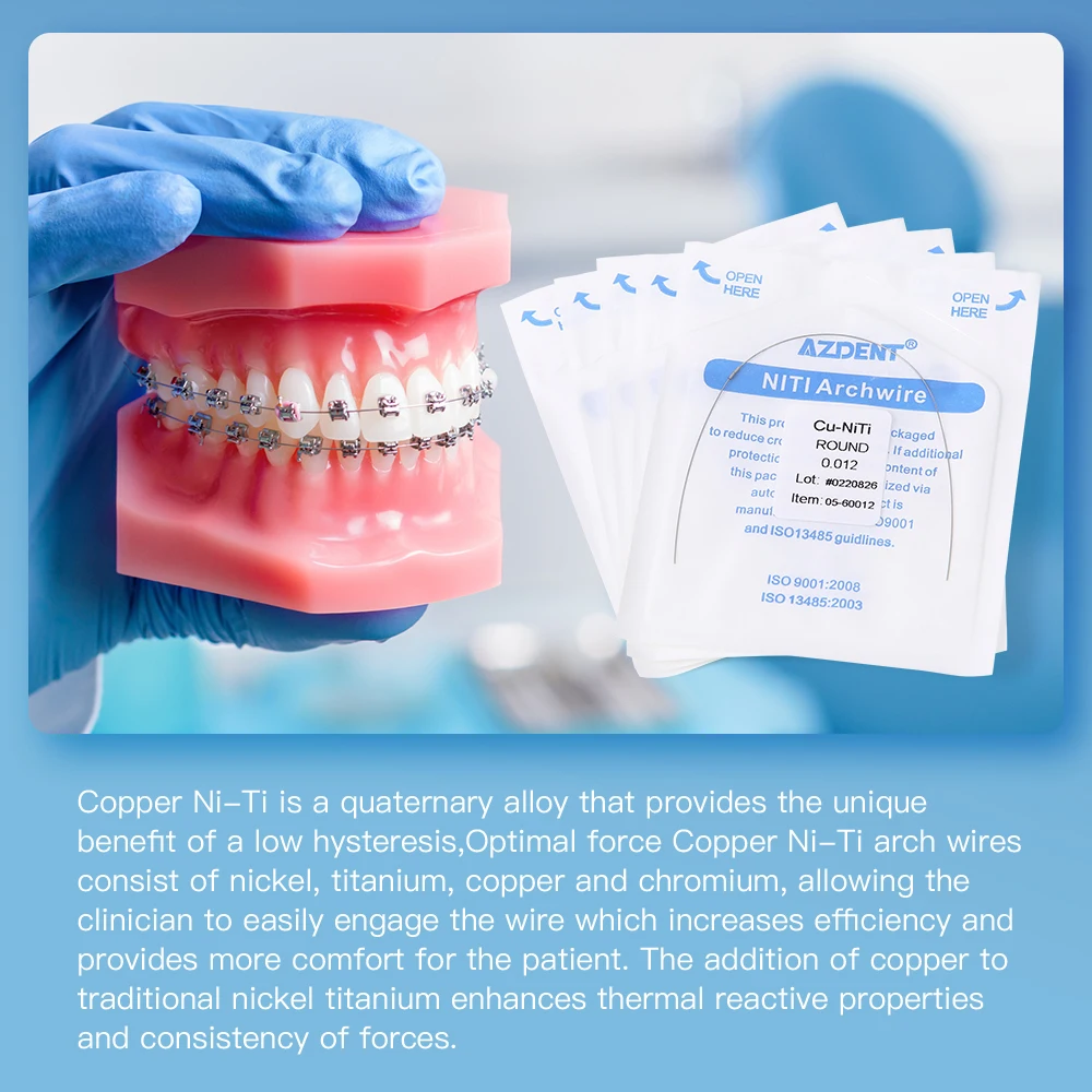 歯科矯正用歯状ワイヤー,35 ° 回転,超弾性cu-nitiヒャーワイヤー,ラウンド/長方形,1ピース/パック (合計5個)