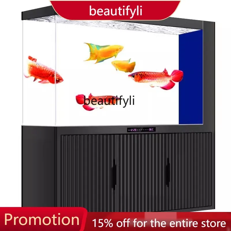 X188 New tubeless dragon fish tank living room ultra-white glass large company ecological aquarium