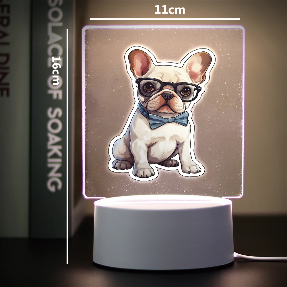 French bulldog Table Lamp Night Light 3D Illusion Lamp Bedside Rechargeable Night Lights Children\'S Christmas Gift 3D Lamp