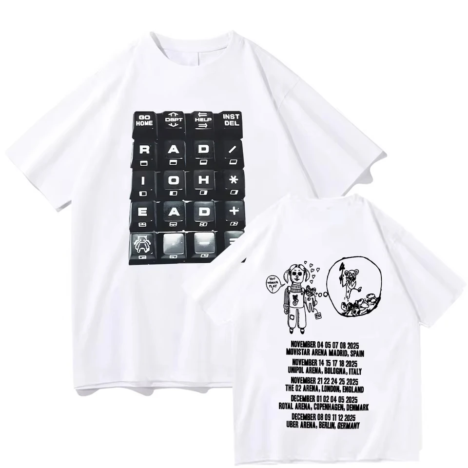 Radiohead 2025 Black Tour T-shirt Fashion Rock Band T Shirt Men's