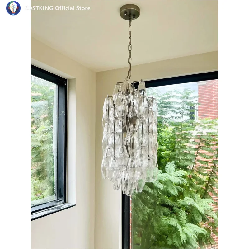 

Винтажный французский стеклянный подвесной светильник для спальни, прихожей, стеклянная подвесная люстра середины века, прихожей, кухни, романтическое освещение