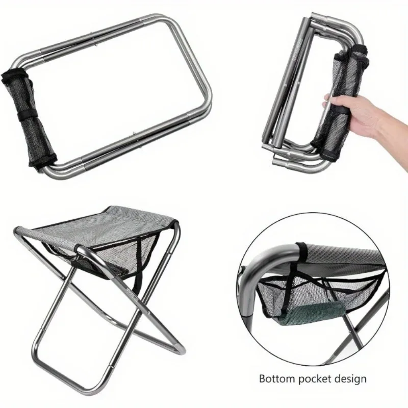 1Pc Camping Stool, Portable Folding Aluminum Alloy, XXL Size with Carry Bag, for Adults Camping Hiking Fishing Gardening Travel