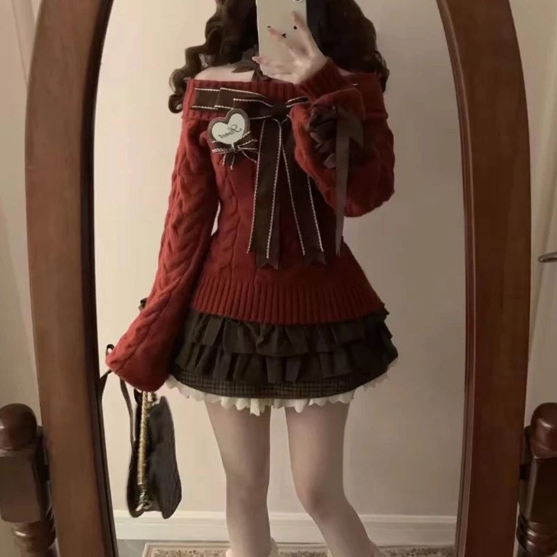 Women'w Plaid Ruffled Mini Skirt with Lace Trim Bow High Waist Checkered Skirts Shoujo Girl Vintage Y2K Dark Academia Coquette