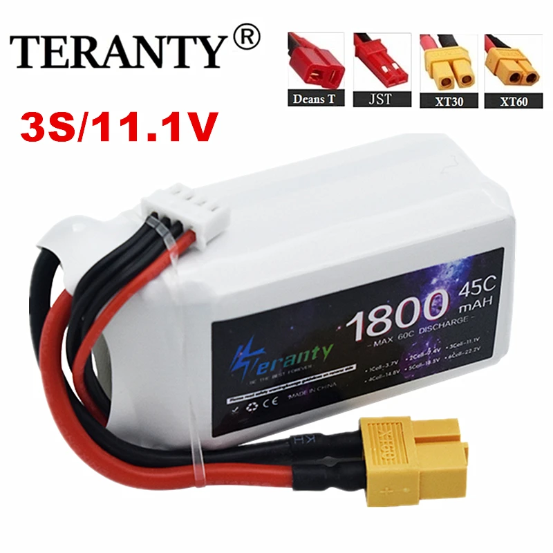 TERANTY 1800MAH 45C 11.1V  batterie Lipo pour RC voiture Drone quadrirotor bateau  3S  2 pièces batterie Rechargeable