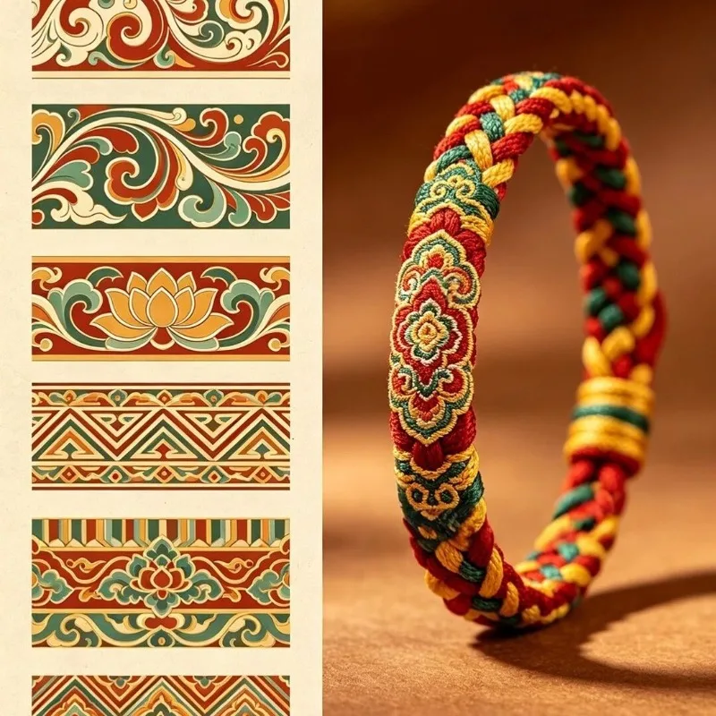 Authentic Handwoven Ruyi Knot Dunhuang Flying Apsara Traditional Lotus Pattern Bracelet for New Chinese Style Anime Lovers Gift