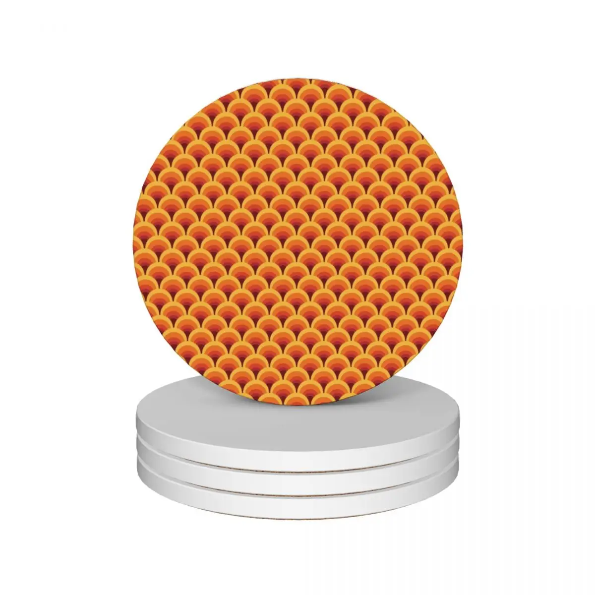 

Orange Wave Gradient Retro Pattern Ceramic Coasters (Set of 4) ceramic set for the kitchen accessories mug set Coasters