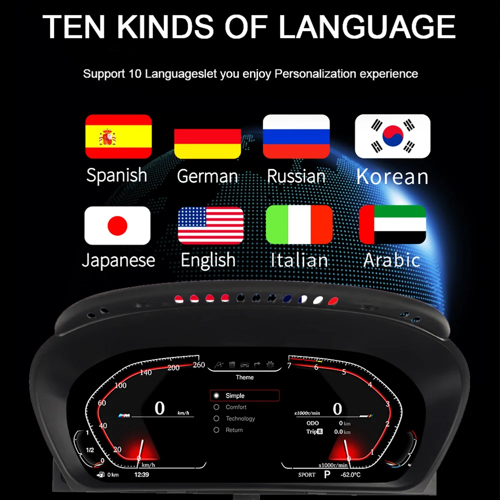 Virtual Cockpit for E70  Smart Dashboard Display Panel Speedometer Odometer LCD Digital Performance Display Dashboard Gauge