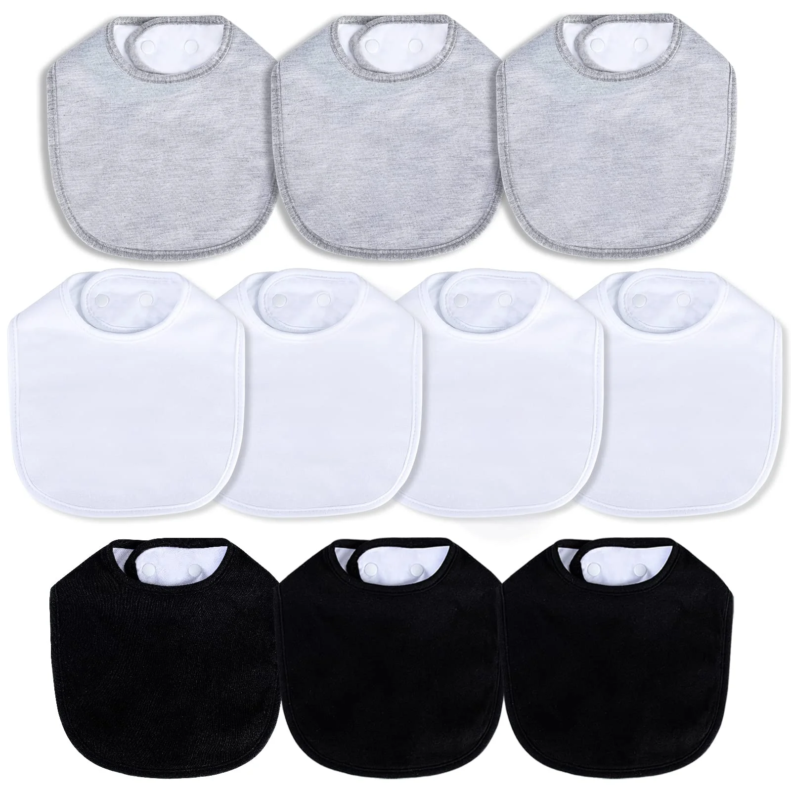 

Waterproof Baby Bib Soft & Absorbent Cotton 4-Layer Unisex Baby Bandana Bibs for Feeding, Drooling, 10 Pack, Solid Color