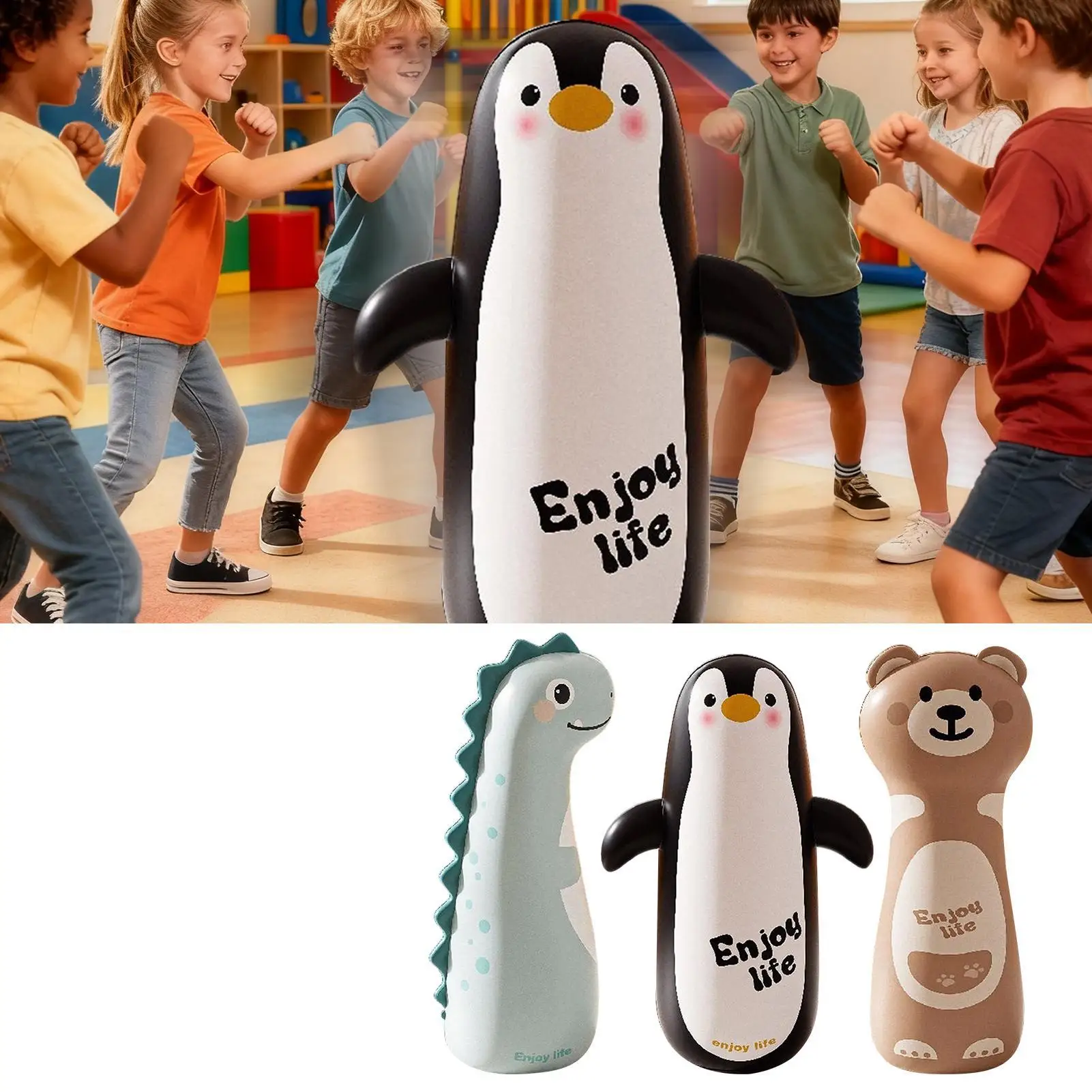 أطفال اللكم حقيبة نفخ 47 بوصة نفخ معدات الملاكمة مع قفازات ومضخة الأطفال اللكم ممارسة الرمل ل