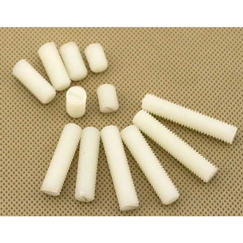 

M8*40/35/30/25/20/15/10M6*35-8 white nylon plastic slotted set screws headless grub threaded screws hardware480