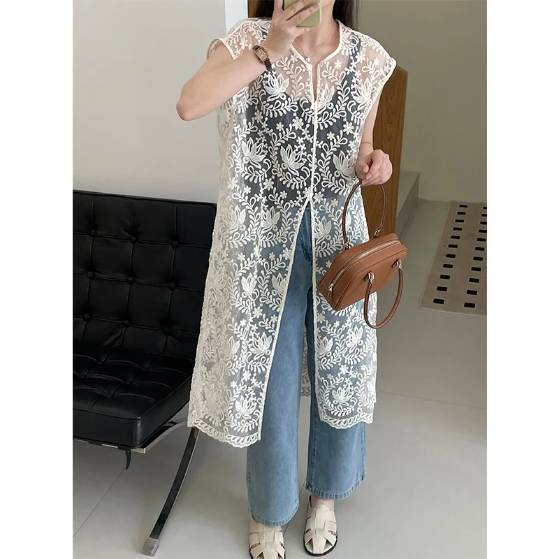 الربيع والصيف خمر الصناعة الثقيلة الدانتيل الجاكار طبقات أسفل جوفاء، الراقية مقنعين قميص، سترة اللباس