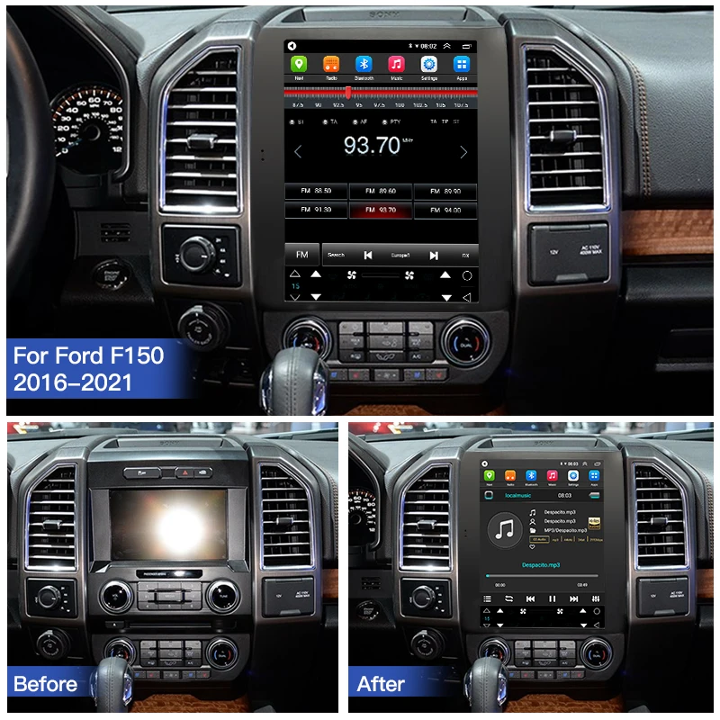 12.1 Inch Android13 Car Radio For Ford F150 F-150 2016-2021 Multimedia Player GPS Navigation Head Stereo Video Autoradio Carplay