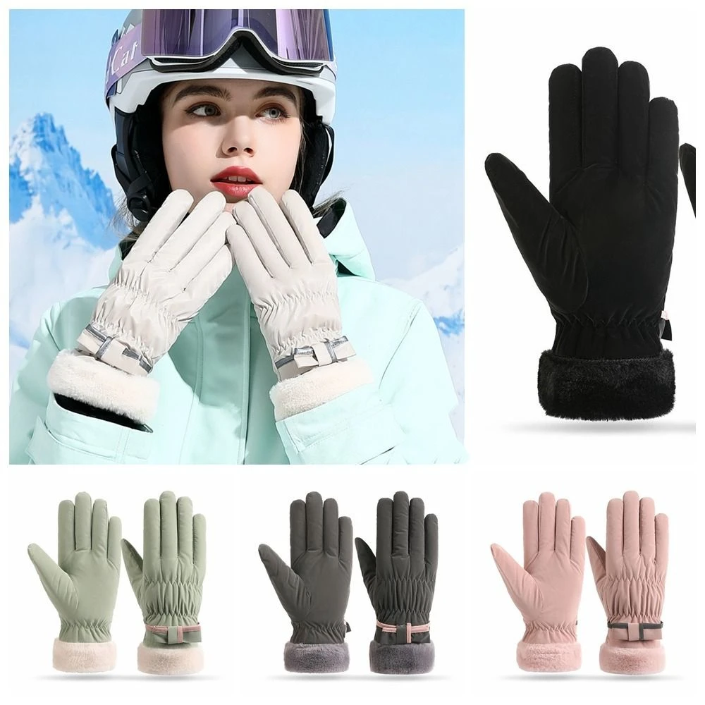 Elastic Keep Warm Snowboard Gloves Windproof Waterproof Skiing Gloves Touch Screen Thicken Riding Mittens Hiking