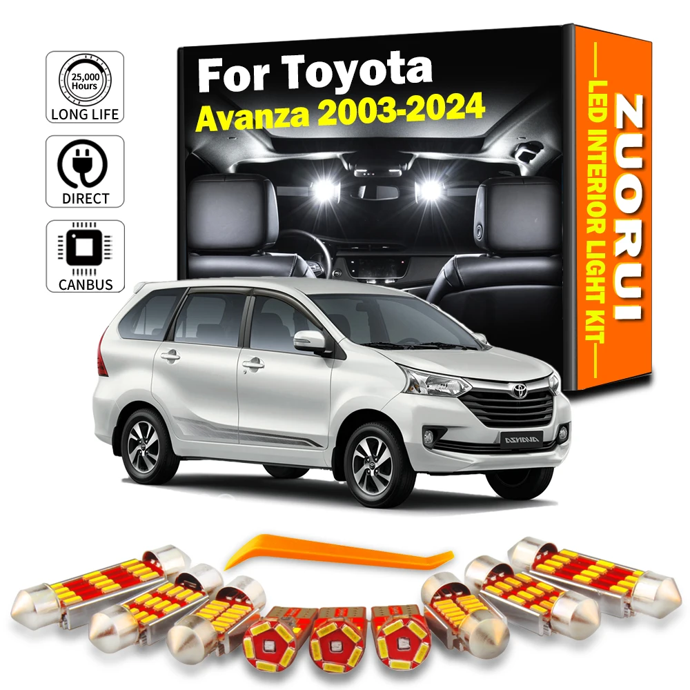 ZUORUI For Toyota Avanza 2003- 2018 2019 2020 2021 2022 2023 2024 LED Interior Number Plate Light Kit Car Indoor Map Dome Bulbs