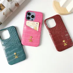 Animal Leather Luxury Coconut Tree Pair Card Holder Hard Case For Iphone 16 15 14 11 12 13 Pro Max 7 8 Plus Xr X Xs Cover Fundas