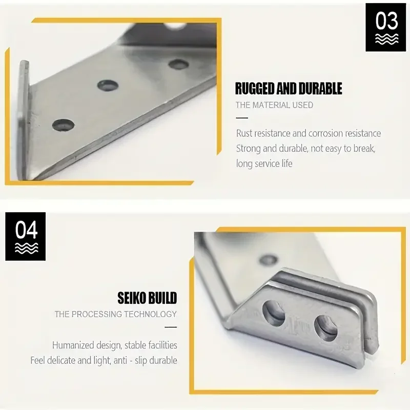 10Sets Thickened Stainless Steel Angle Code 90 Degrees Right Angle Fixed Bracket Furniture Connectors