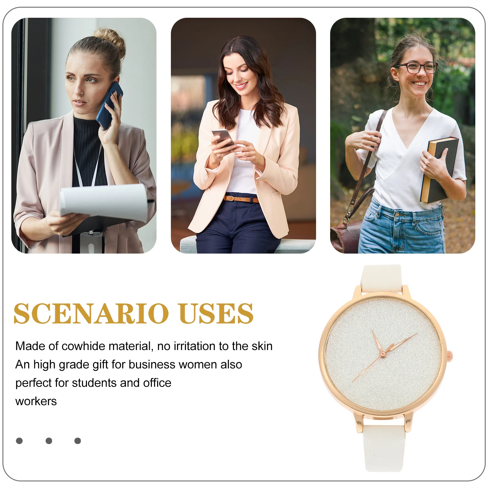 

Female Student Watch Decorative Wristwatch White Ordinary Glass Mirror Fashion Women Woman