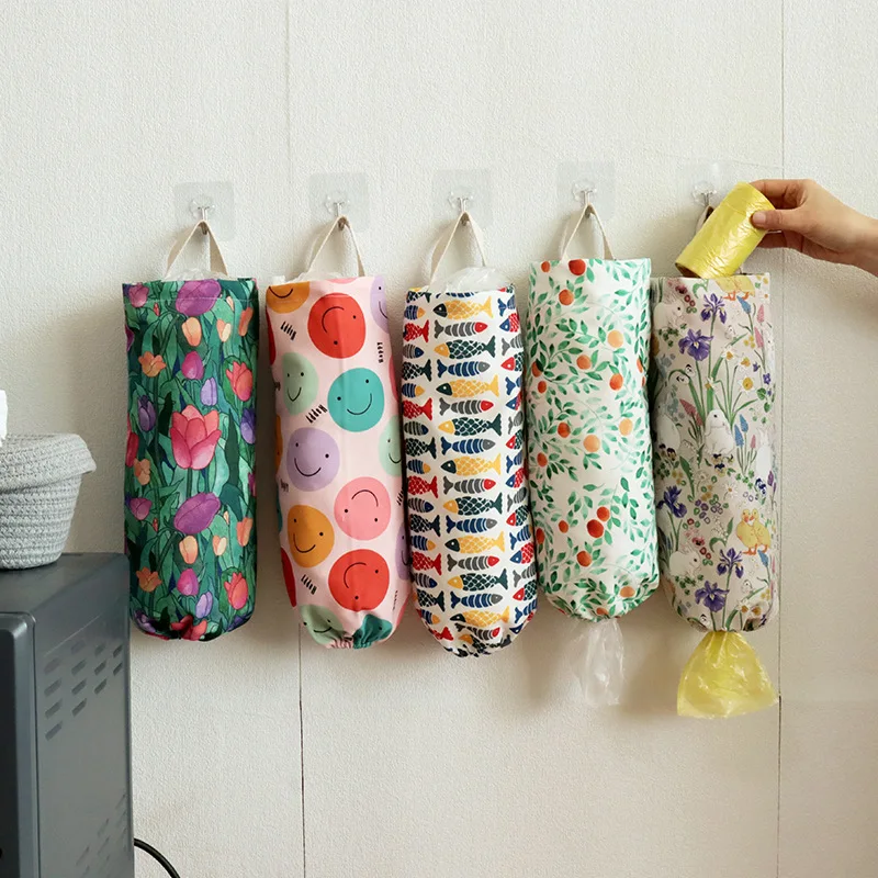 Hause Lebensmittel Tasche Halter Wand Halterung Hängende Lagerung Müll Müll Tasche Küche Müll Organizer Kunststoff Tasche Halter Spender