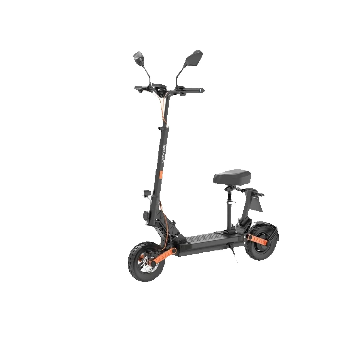 Elektroroller Joyor 45 km/h Höchstgeschwindigkeit 80 km Reichweite 48V26Ah Batterie 10 Zoll Reifen Stoßdämpfer Klappbar Offroad Scheibenbremse