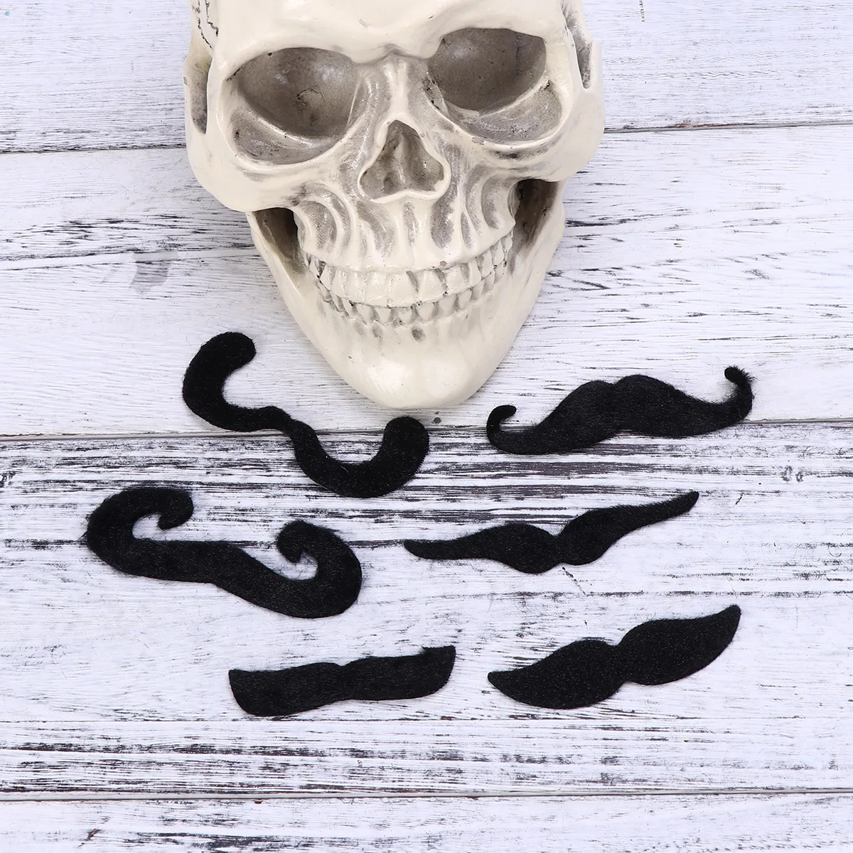 6Pcs Fake Beard Costume Party Black Adhesive Mustache Kit Natural Look Long Sticky Fun Whisker for Men Women Kids