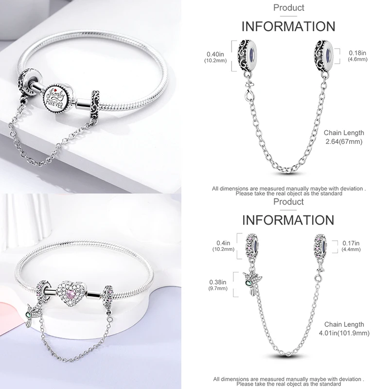 925 Sterling Silber Sicherheitskette Charm-Perlen Himmelskörper Mond Sonne Herz Marienkäfer Schleife DIY Armband Schmuck Geschenk für Frauen Mädchen – Detail 2