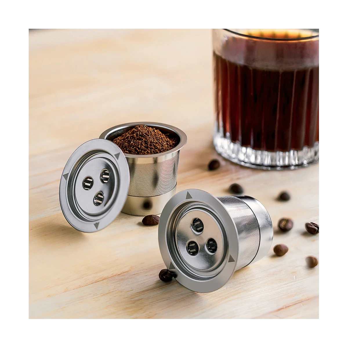 Three Holes Reusable Coffee Capsule Stainless Steel Reusable Coffee Pod Coffee Espresso Refillable Coffee Pods