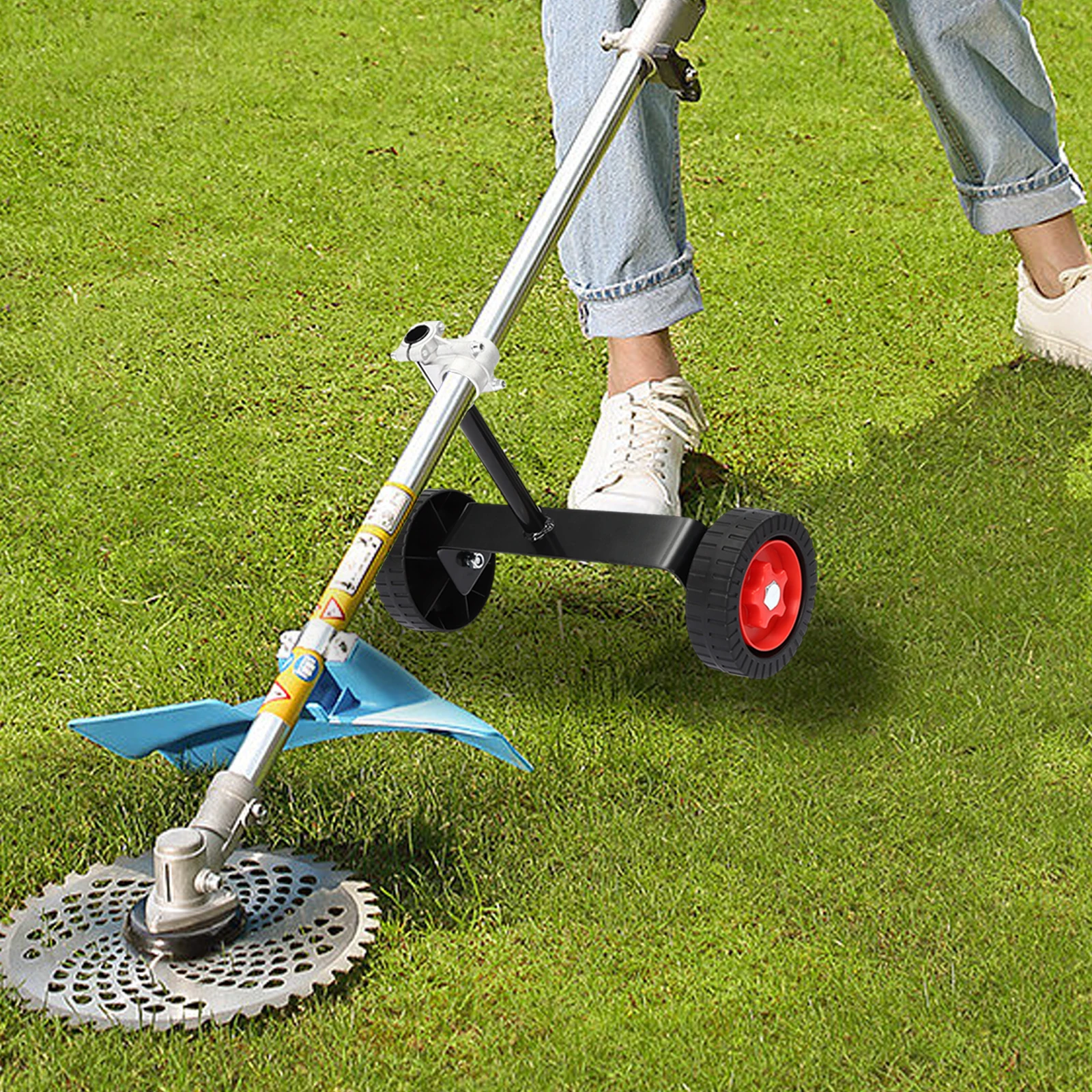 عجلات مساعدة دعم قابلة للتعديل لقاطع الاعشاب اللاسلكي وبطارية آكل الأعشاب/مرفق أداة الحديقة المرتفعة بالغاز