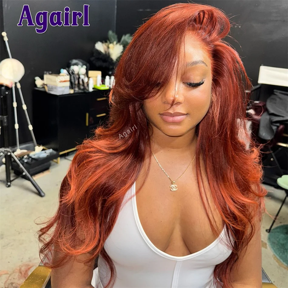 المحمر الزنجبيل البني 13X6 13x4 الدانتيل أمامي الجسم موجة شعر مستعار 100% الشعر البشري البرازيلي 6X4 5X5 الدانتيل إغلاق غلويليس شعر مستعار قبل قطعها #2