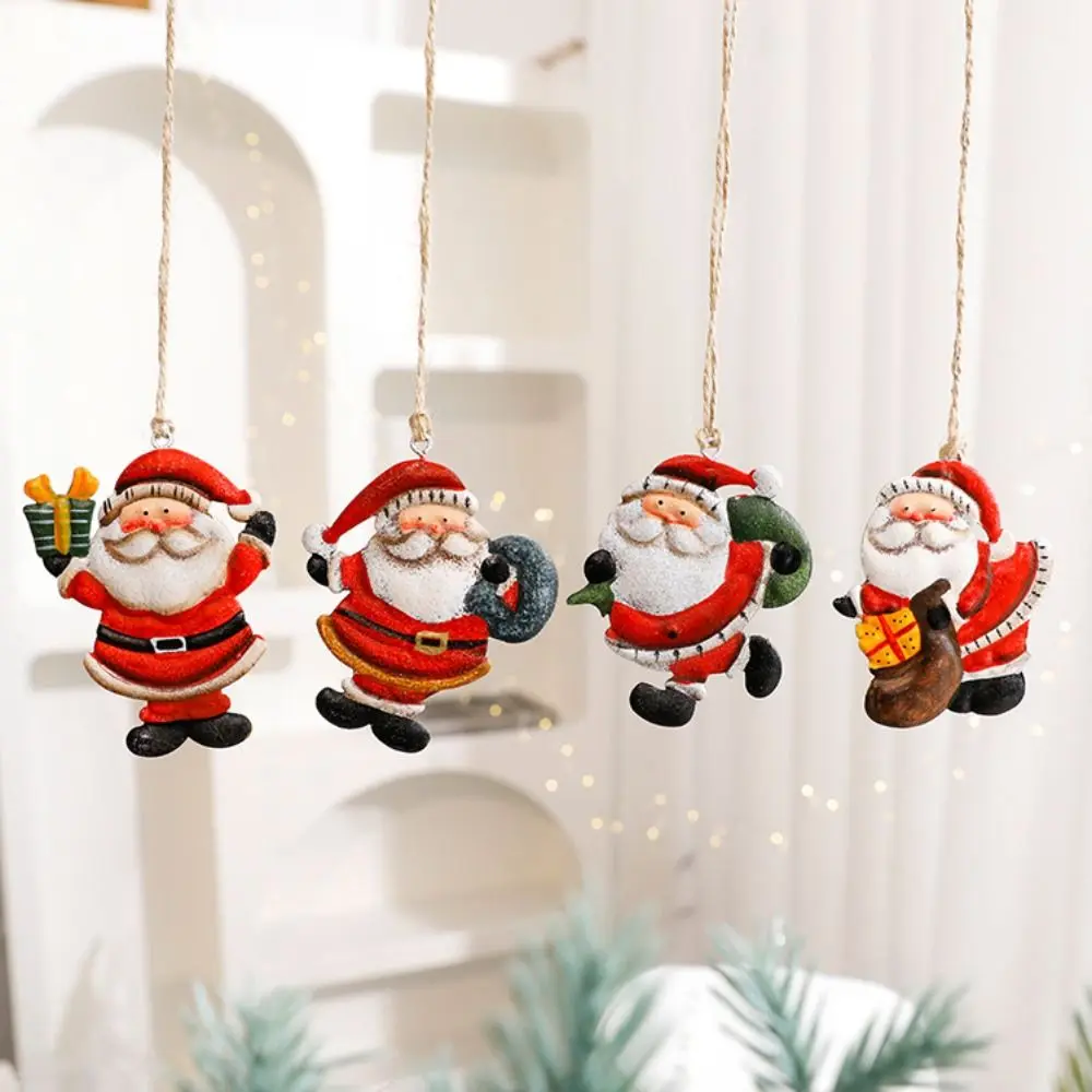 3/4/8pcs Iron Christmas Tree Decoration Pendant Delicate Creative Santa Claus Snowman Ornaments Cute Hanging