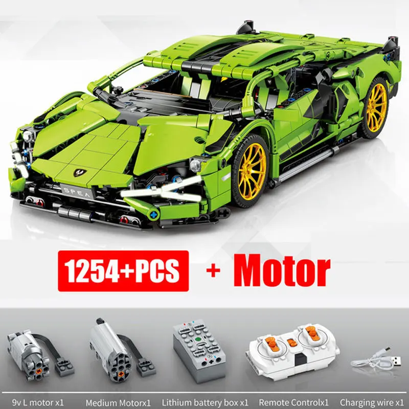 High Tech Racing Car Lambor Sian FKP 37 Building Blocks Compatible With 42115 Technical Bricks Set Toys Childrens Birthday Gifts